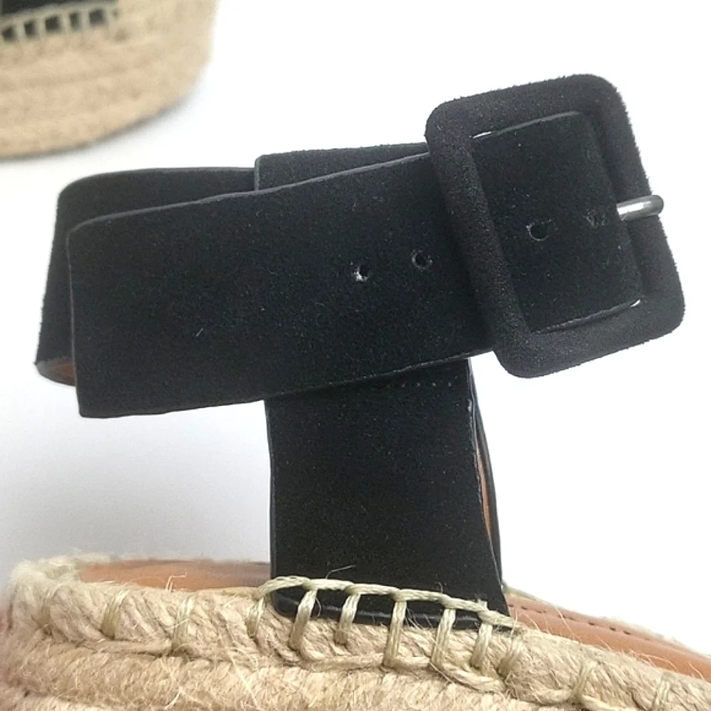 Lucky Brand Audrinah Black Suede Leather Ankle Strap Platform Espadrille… - Picture 8 of 16